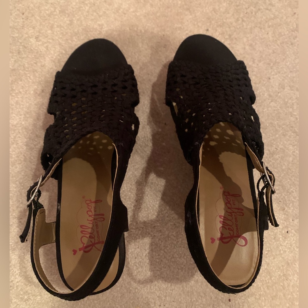 Jellypop Wedge heels. Black and brown. In great condition. Black Laced design
